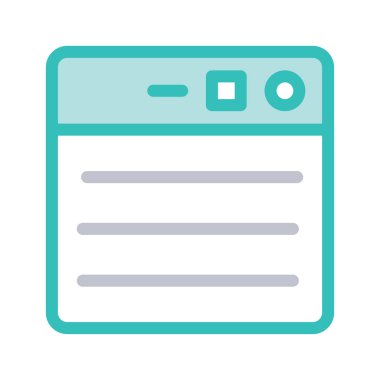 tarayıcı web sayfası düz simgesi beyaz arka plan, vektör, illüstrasyon izole