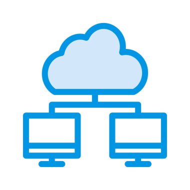 Ağ bulut bağlantı düz simgesi beyaz arka plan, vektör, illüstrasyon izole