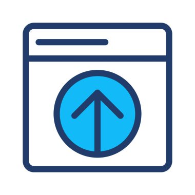 web sayfası düz simgesi beyaz arka plan, vektör, illüstrasyon izole ok düğmesini yükleme 