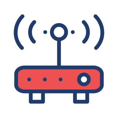 modem yönlendirici sinyali düz simgesi beyaz arka plan, vektör, illüstrasyon izole