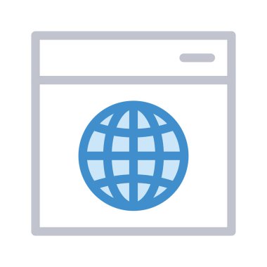 tarayıcı web sayfası düz simgesi beyaz arka plan, vektör, illüstrasyon izole