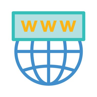 küresel Internet tarayıcı düz simgesi beyaz arka plan, vektör, illüstrasyon izole 