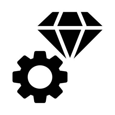 Beyaz arka plan, vektör, illüstrasyon izole elmas düz simgesi olan dişli