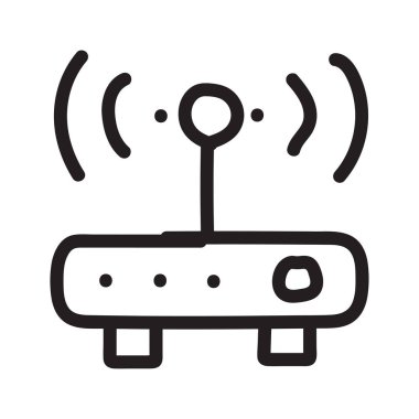modem yönlendirici sinyali düz simgesi beyaz arka plan, vektör, illüstrasyon izole