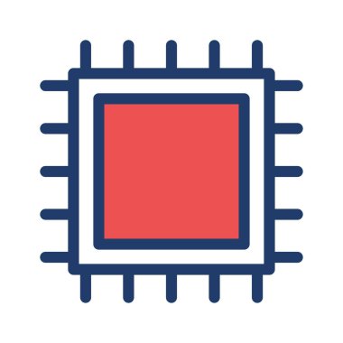 Cpu işlemci çip düz simgesi beyaz arka plan, vektör, illüstrasyon izole 