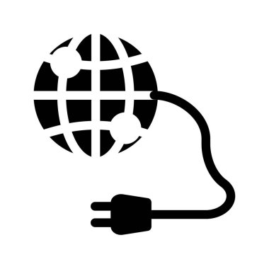 Genel ağ bağlantısı düz simgesi beyaz arka plan, vektör, illüstrasyon izole