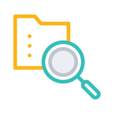 Arama dizin klasör düz simgesi beyaz arka plan, vektör, illüstrasyon izole