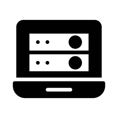 veritabanı sunucu düz simgesi beyaz arka plan, vektör, illüstrasyon izole