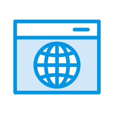 tarayıcı web sayfası düz simgesi beyaz arka plan, vektör, illüstrasyon izole
