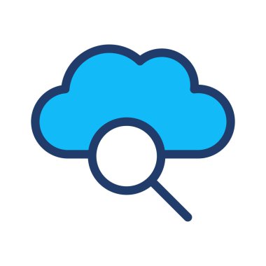 Beyaz arka plan, vektör, illüstrasyon izole bulut düz simgesi olan büyüteç 