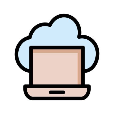 laptop notebook bulut vektör çizim 