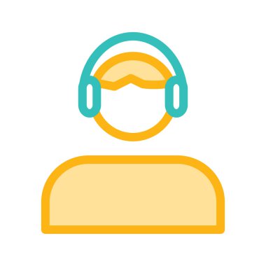 destek hizmeti kullanıcı düz simgesi beyaz arka plan, vektör, illüstrasyon izole