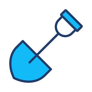 İnşaat Küreği düz simgesi beyaz arka plan, vektör, illüstrasyon izole