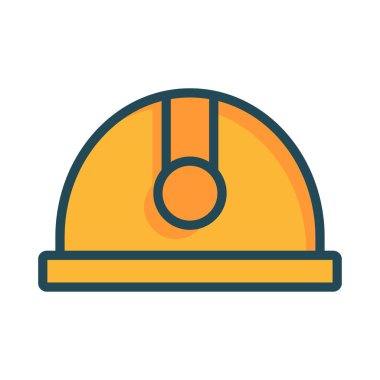 güvenlik koruma kask düz simgesi beyaz arka plan, vektör, illüstrasyon izole