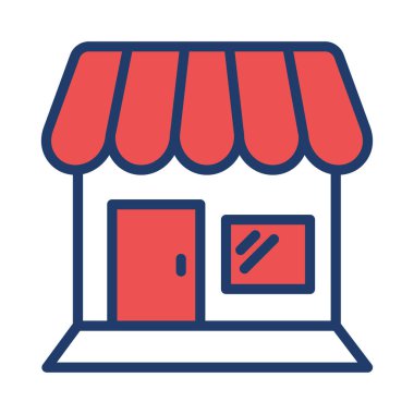 düz simgesi beyaz arka plan, vektör, illüstrasyon izole bina Dükkanı