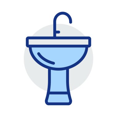 lavabo musluk düz simgesi beyaz arka plan, vektör, illüstrasyon izole