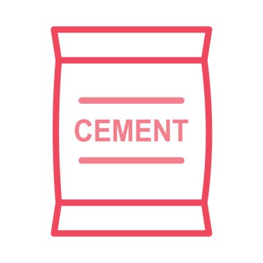 İnşaat çimento çuval düz simgesi beyaz arka plan, vektör, illüstrasyon izole