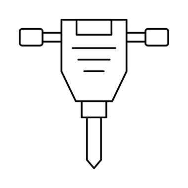 İnşaat matkap makinesi düz simgesi beyaz arka plan, vektör, illüstrasyon izole 