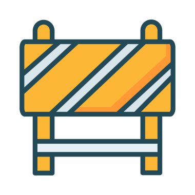 yol blok bariyer düz simgesi beyaz arka plan, vektör, illüstrasyon izole 