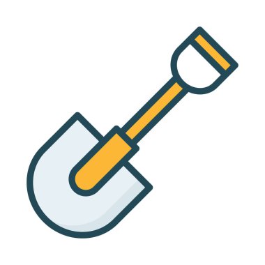 İnşaat Küreği düz simgesi beyaz arka plan, vektör, illüstrasyon izole