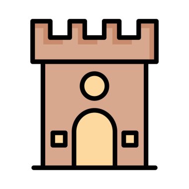 Kale düz simgesi beyaz arka plan, vektör, illüstrasyon izole