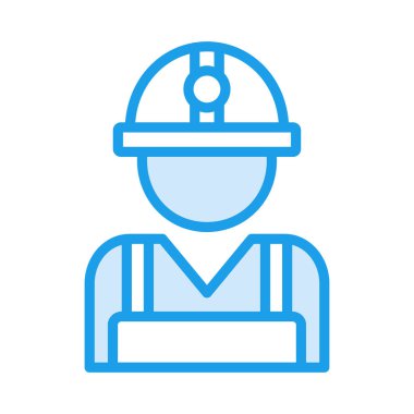 İnşaat mühendisi avatar düz simgesi beyaz arka plan, vektör, illüstrasyon izole