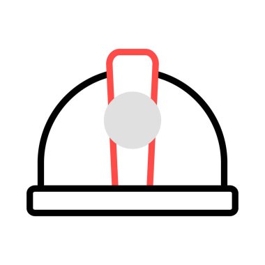 güvenlik koruma kask düz simgesi beyaz arka plan, vektör, illüstrasyon izole