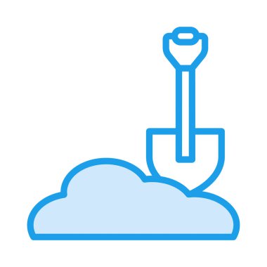 toprak inşaat kürek düz simgesi beyaz arka plan, vektör, illüstrasyon izole  