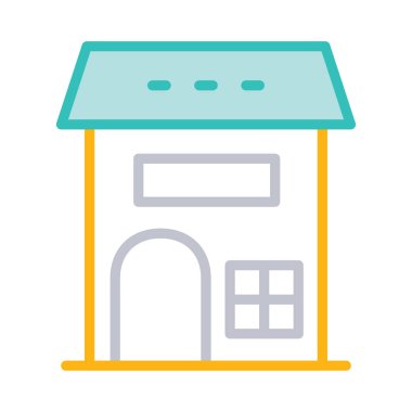 ev düz simgesi beyaz arka plan, vektör, illüstrasyon izole