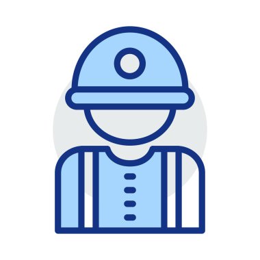 İnşaat mühendisi avatar düz simgesi beyaz arka plan, vektör, illüstrasyon izole