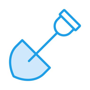 İnşaat Küreği düz simgesi beyaz arka plan, vektör, illüstrasyon izole