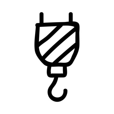 Vinç kanca düz simgesi beyaz arka plan, vektör, illüstrasyon izole 