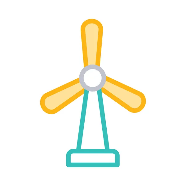 Windenergieanlage Flaches Symbol Isoliert Auf Weißem Hintergrund Vektor Illustration — Stockvektor