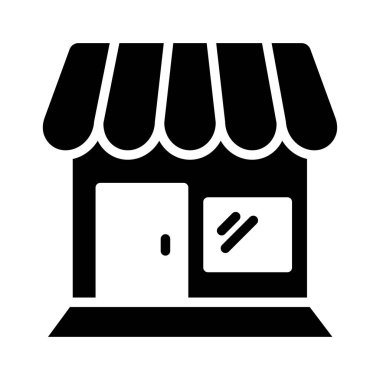 düz simgesi beyaz arka plan, vektör, illüstrasyon izole bina Dükkanı