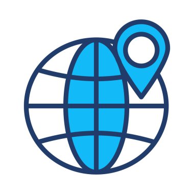  küre simgesiyle beyaz arka plan, vektör, illüstrasyon izole konum PIN düz