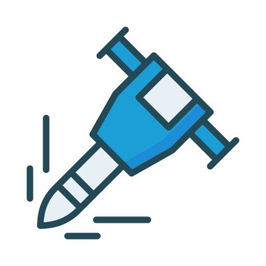 İnşaat matkap makinesi düz simgesi beyaz arka plan, vektör, illüstrasyon izole 