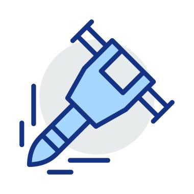 İnşaat matkap makinesi düz simgesi beyaz arka plan, vektör, illüstrasyon izole 