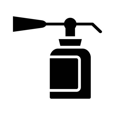 Yangın söndürücü düz simgesi beyaz arka plan, vektör, illüstrasyon izole