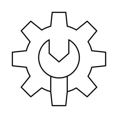 Beyaz arka plan üzerinde ayarı kavramı izole vites düz simgesi olan anahtarı 