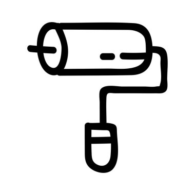 Beyaz arkaplanda izole edilmiş boya silindirli düz simge, vektör, illüstrasyon