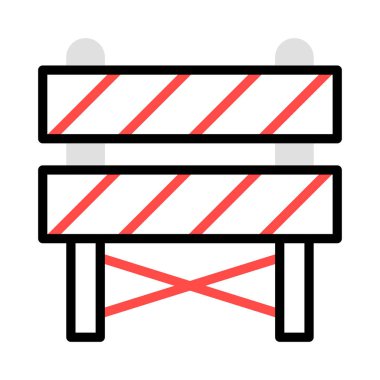 yol blok bariyer düz simgesi beyaz arka plan, vektör, illüstrasyon izole 