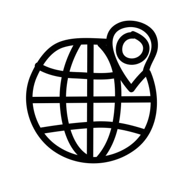  küre simgesiyle beyaz arka plan, vektör, illüstrasyon izole konum PIN düz