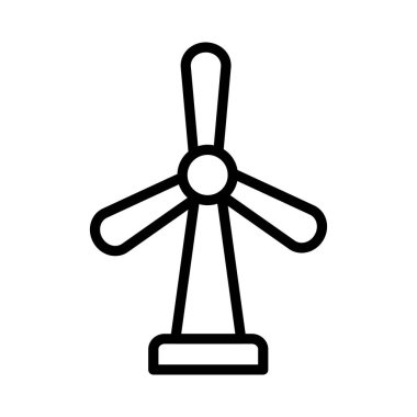 Rüzgar enerjisi türbini düz simgesi beyaz arka plan, vektör, illüstrasyon izole