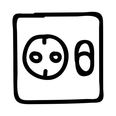 soket düz simgesi beyaz arka plan, vektör, illüstrasyon izole üzerinde anahtarı ile