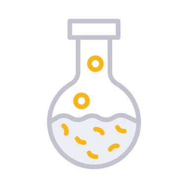 Laboratuvar şişesi düz simgesi beyaz arka plan, vektör, illüstrasyon izole