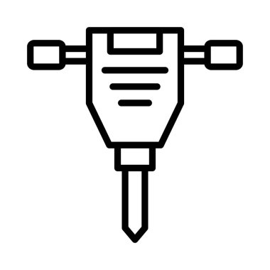 İnşaat matkap makinesi düz simgesi beyaz arka plan, vektör, illüstrasyon izole 