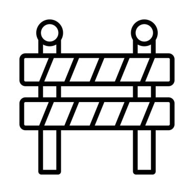 yol blok bariyer düz simgesi beyaz arka plan, vektör, illüstrasyon izole 