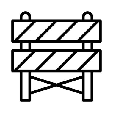 yol blok bariyer düz simgesi beyaz arka plan, vektör, illüstrasyon izole 