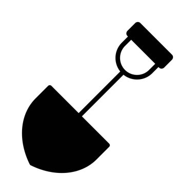 İnşaat Küreği düz simgesi beyaz arka plan, vektör, illüstrasyon izole