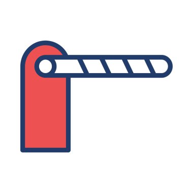 yol blok bariyer düz simgesi beyaz arka plan, vektör, illüstrasyon izole 